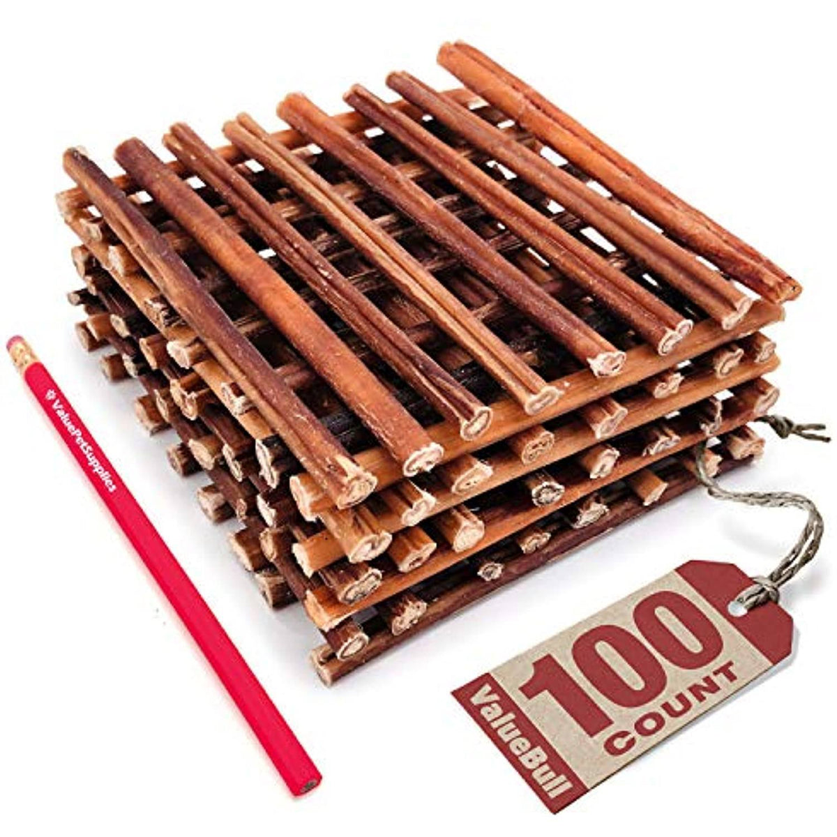 Bully Sticks for Small Dogs, Extra Thin 6 inch, 100 Count Q232