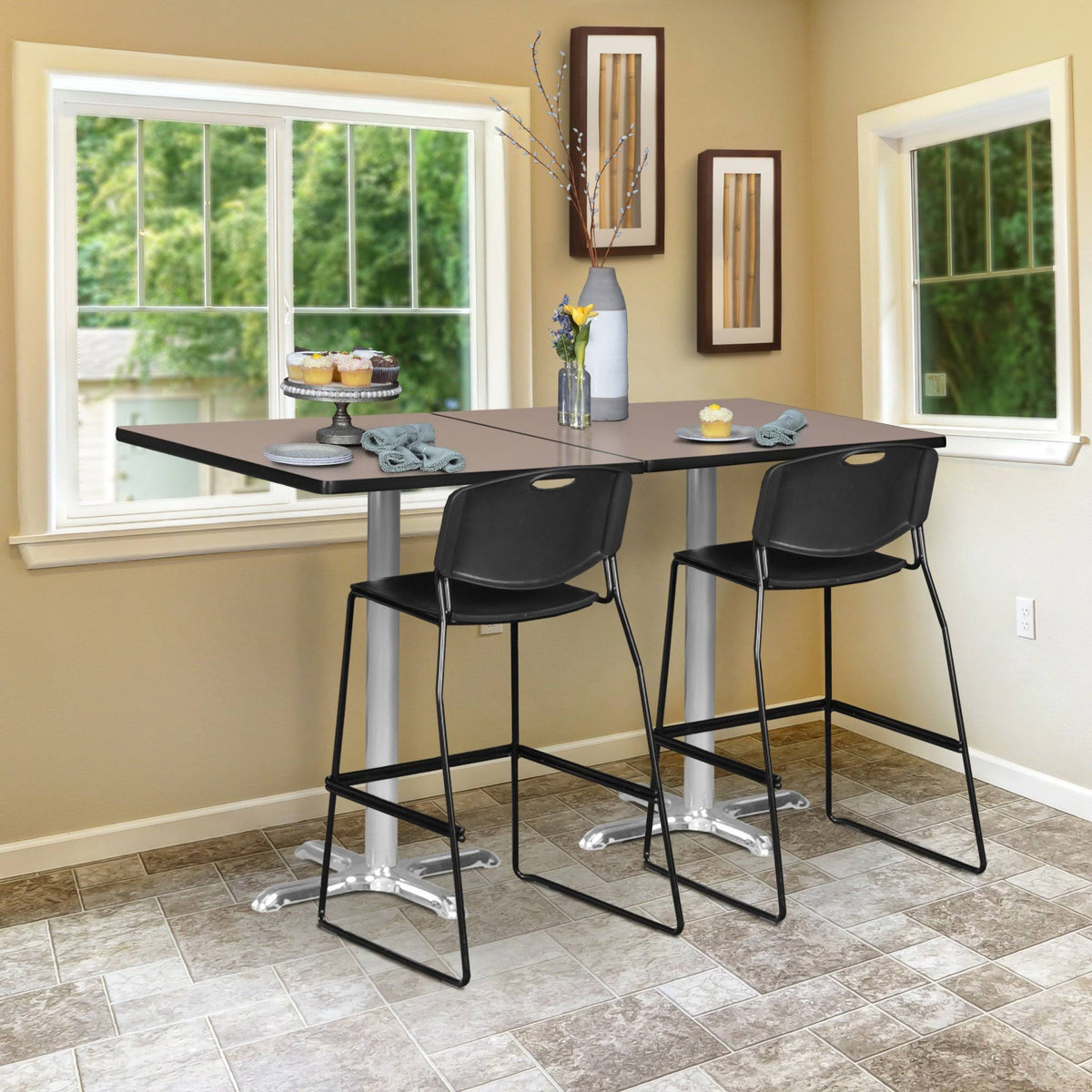 Mahogany Grey Square X-Base Table Z2460