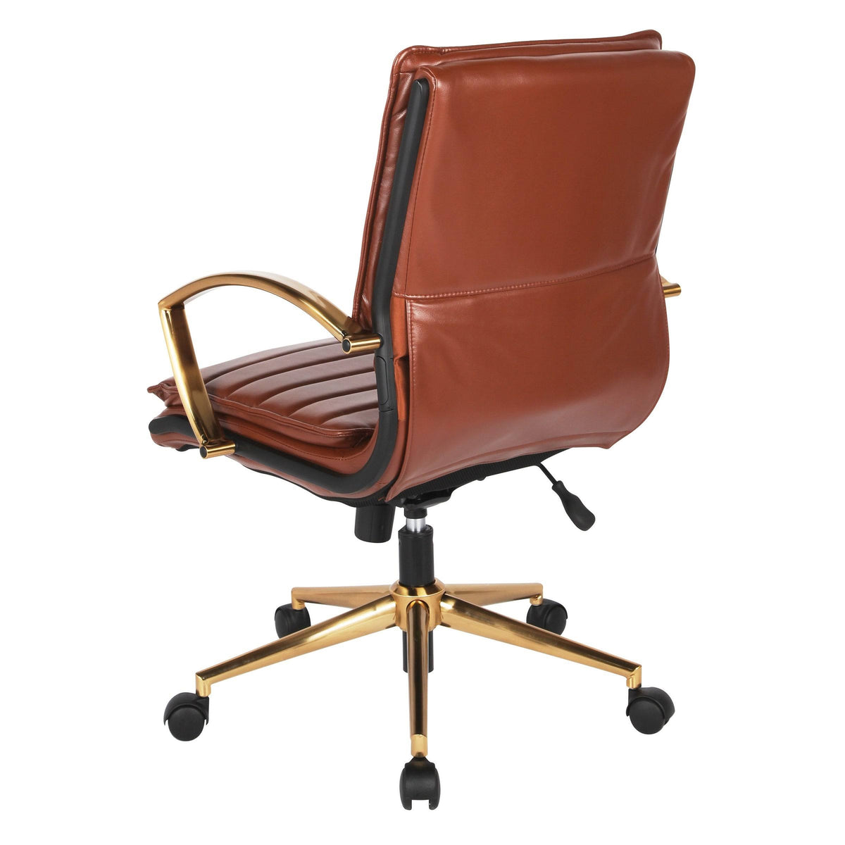 Navy Faux Leather Mid-Back Chair with Gold A15609