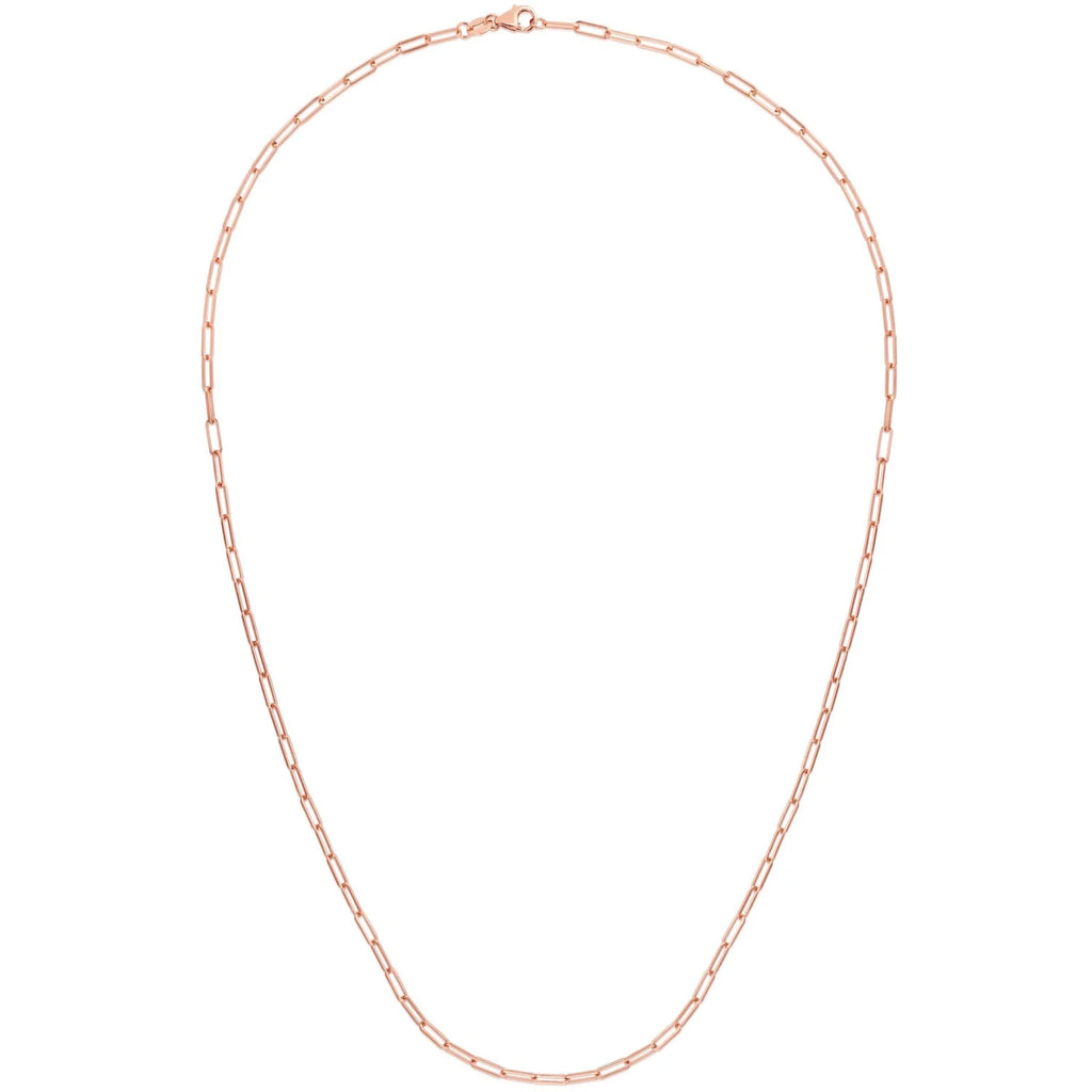 14K Rose Gold Paperclip Chain Necklace 16"-24" X734