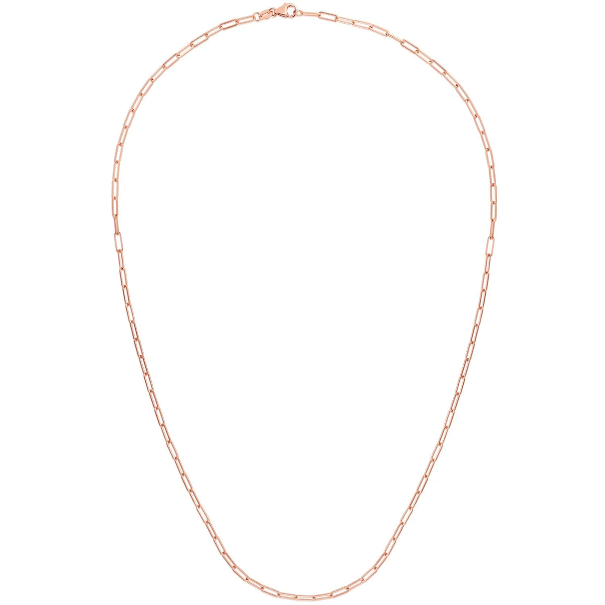 14K Rose Gold Paperclip Chain Necklace 16"-24" X734