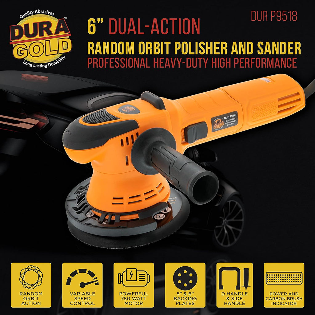 6 Random Orbit Dual-Action Polisher Buffer Sander with 8 Waffle Foam Pad Kit W270