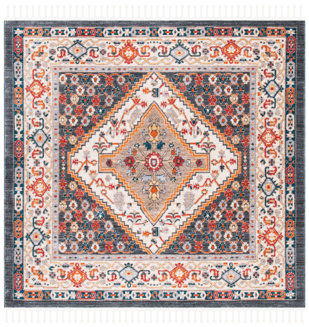 Charcoal/Ivory Floral Bordered Area Rug B237367