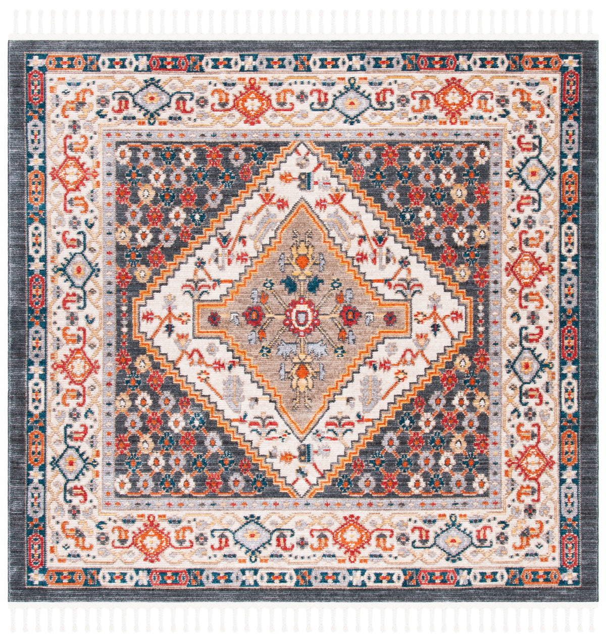 Charcoal/Ivory Floral Bordered Area Rug B237367