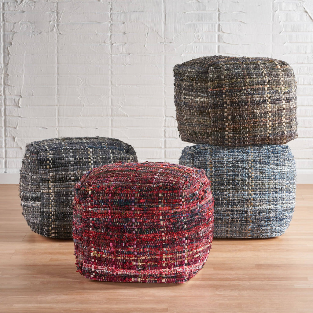 Blue Fabric Pouf Ottoman G142180