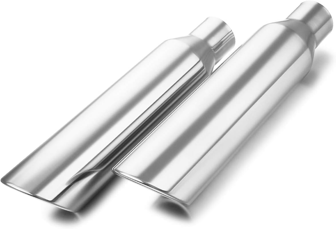 Black Coated Stainless Steel Exhaust Tip 2.5" Inlet to 4" Outlet 17" Long Pack of 2 W932