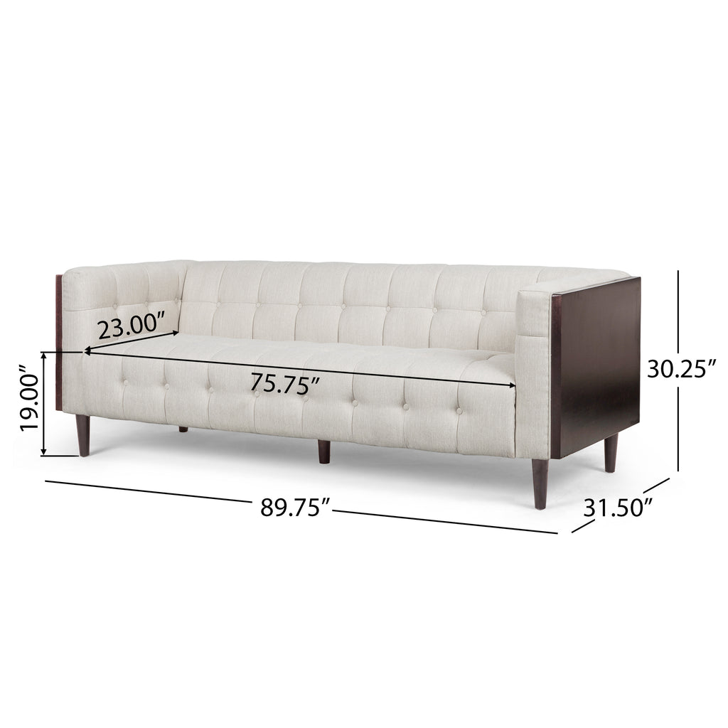 Beige and Brown Fabric Tufted 3 Piece Sofa Set V2160