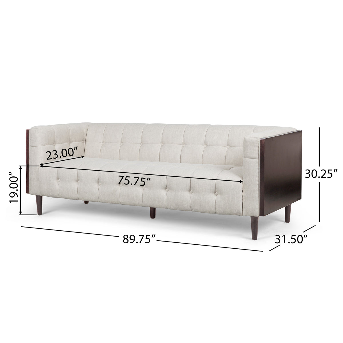 Beige and Brown Fabric Tufted 3 Piece Sofa Set V2160
