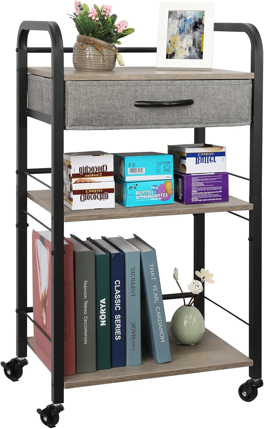 3 Tier Rolling Utility Cart with Drawer L1139