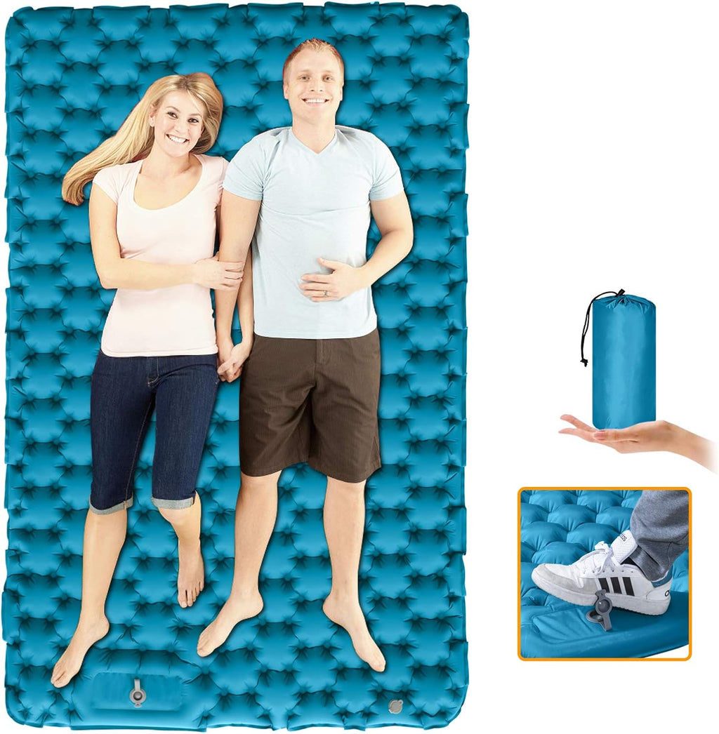 Double Camping Pad Self Inflating Sleeping Pad with Built-in Foot Press B89618