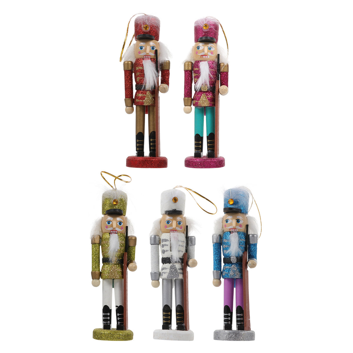 5Pcs Wooden Nutcracker Hanging Pendants Christmas Crafts I61727