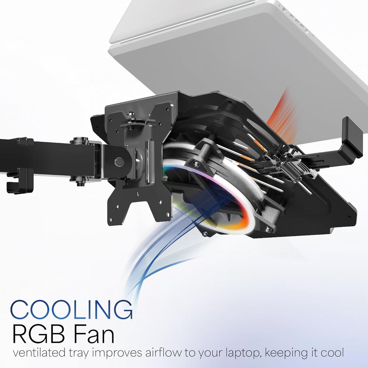 Black Adjustable 12 to 15.6 inch Laptop Desk Mount Stand with RGB Fan E141440
