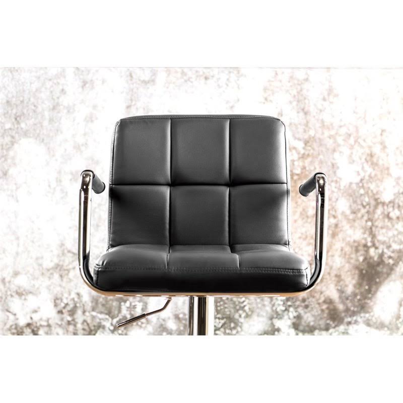 Black Leather Adjustable Bar Stool R602