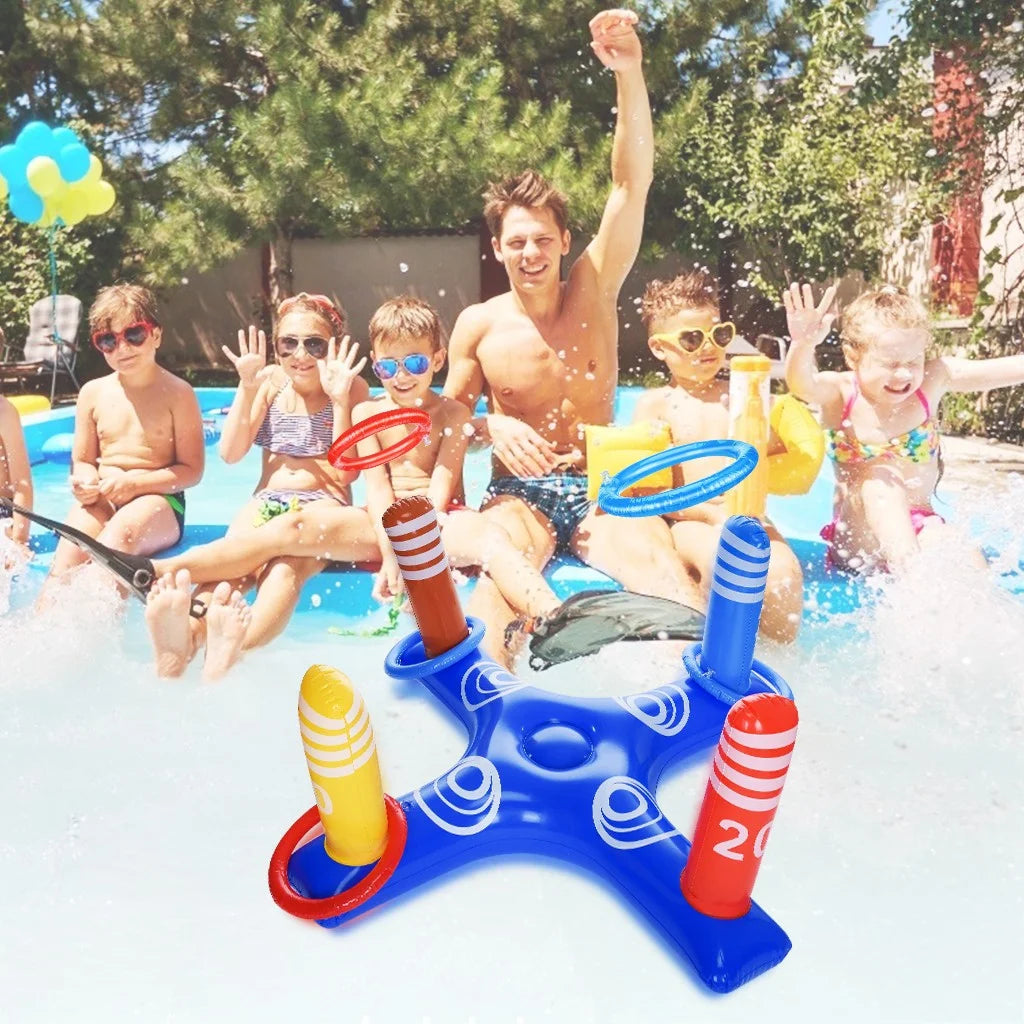 Inflatable Floating Ring Toss Pool Game with 4 Pcs Rings D5642