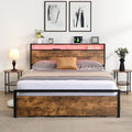Full Size Metal Platform Bed with Storage Headboard and 2 Drawers L331008