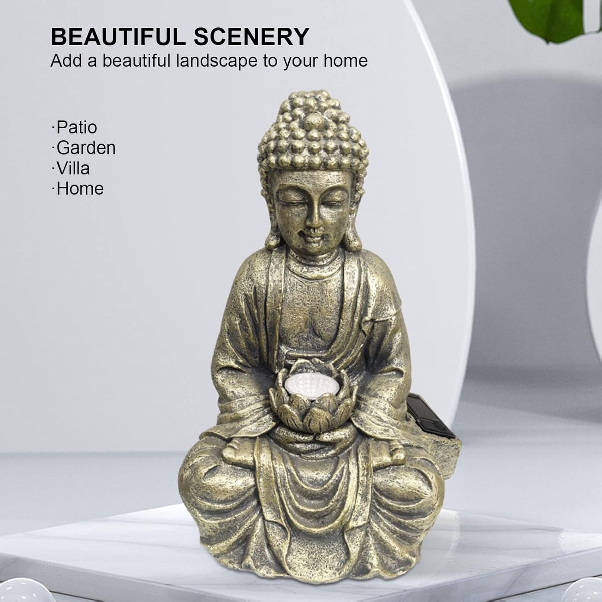 Solar Powered Buddha Garden Statue N28692
