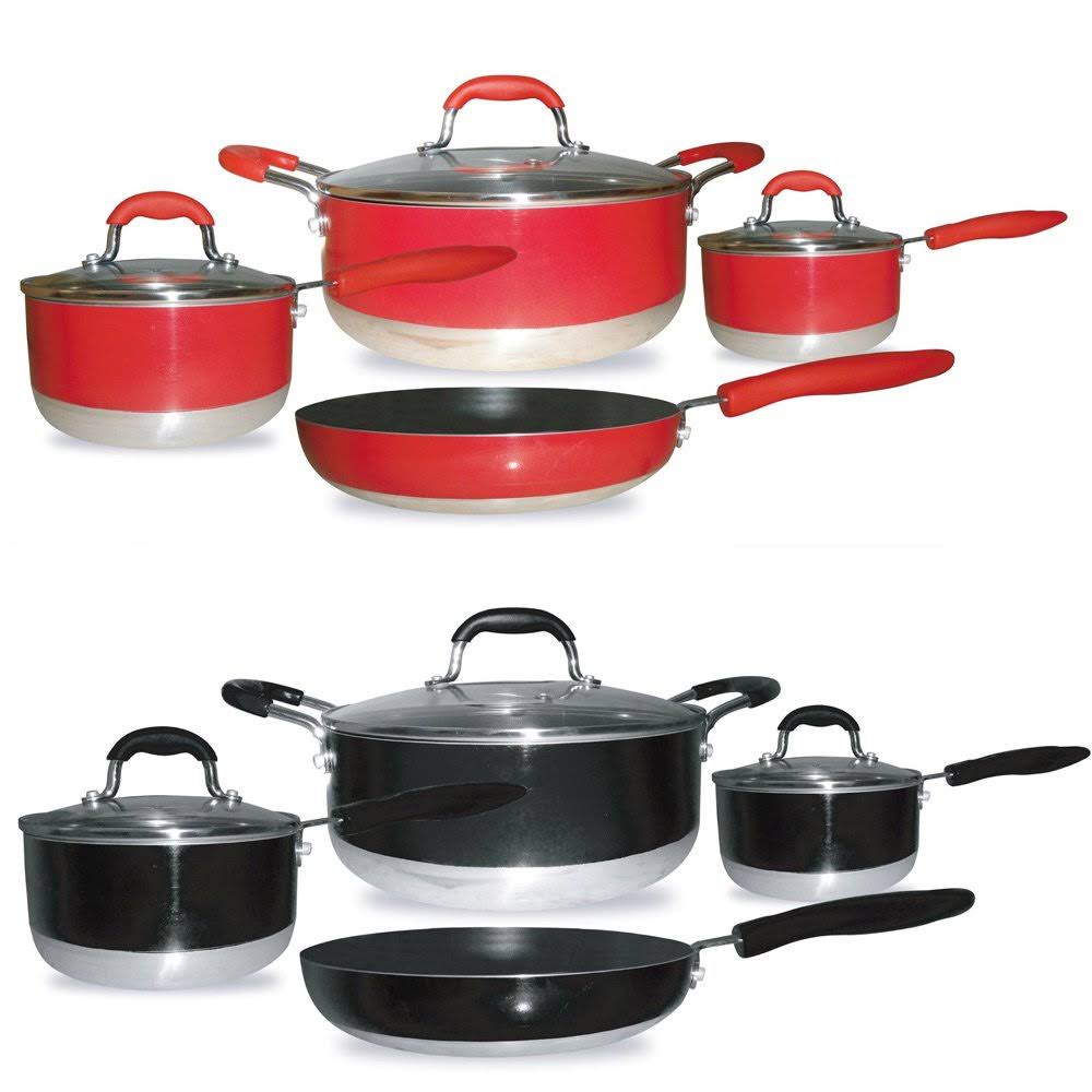 7 Piece Non-Stick Cookware Set, Red D1426