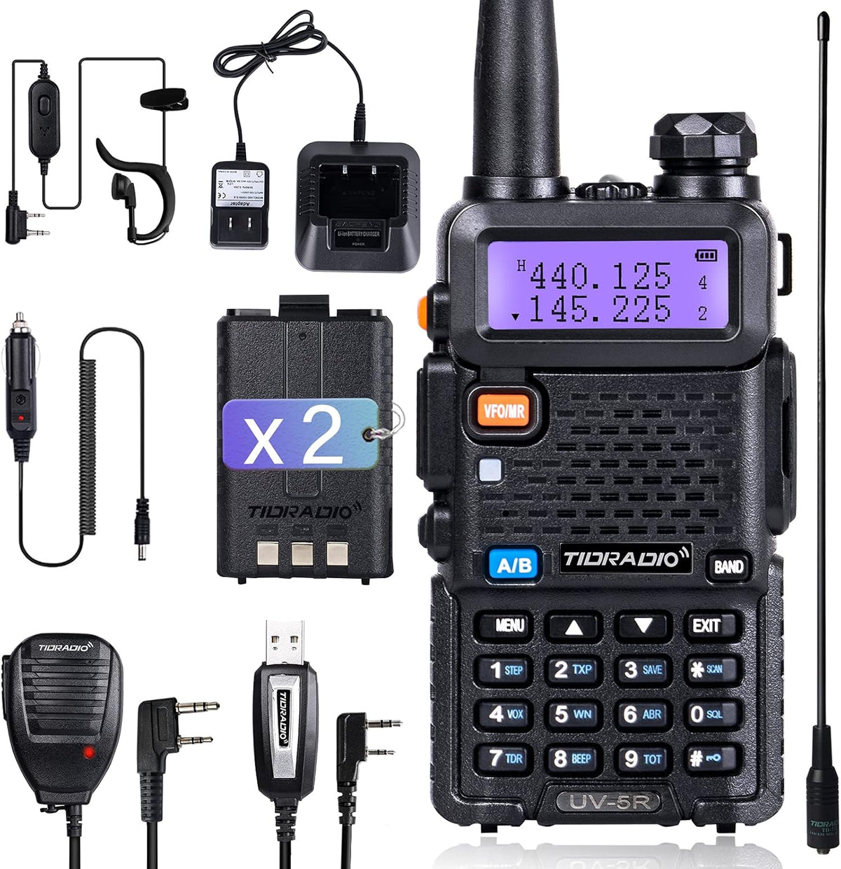 UV-5R Ham Radio Handheld Full Kit Pack of 2 F993968