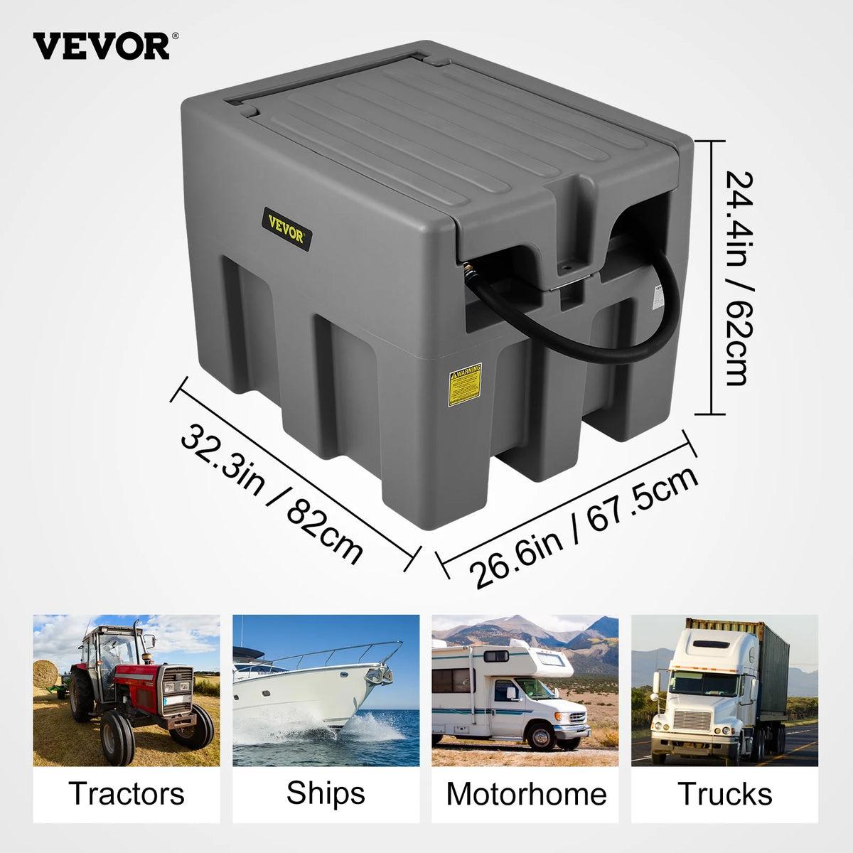 58 Gallon 10 GPM Diesel Fuel Tank with 12V Electric Transfer Pump and 13.1ft Rubber Hose R540
