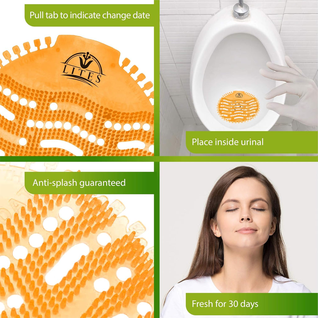 (30 Pack) Orange Urinal Screens Deodorizer G528