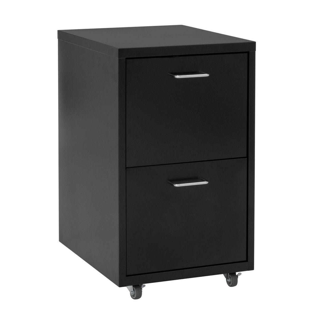 Black Metal 2-Drawer Mobile File Cabinet B74341