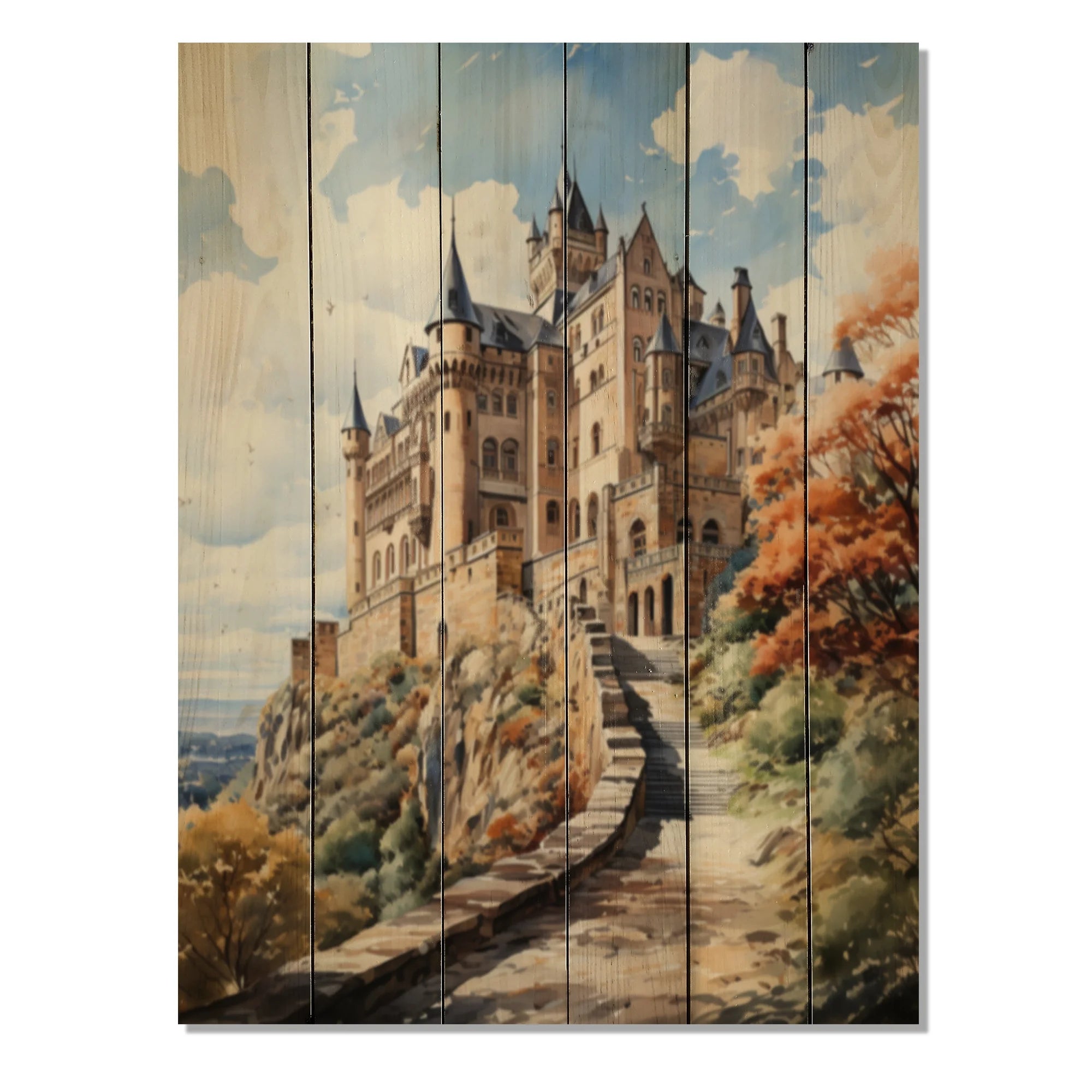 Natural Pine Wood Cityscapes Print E5026