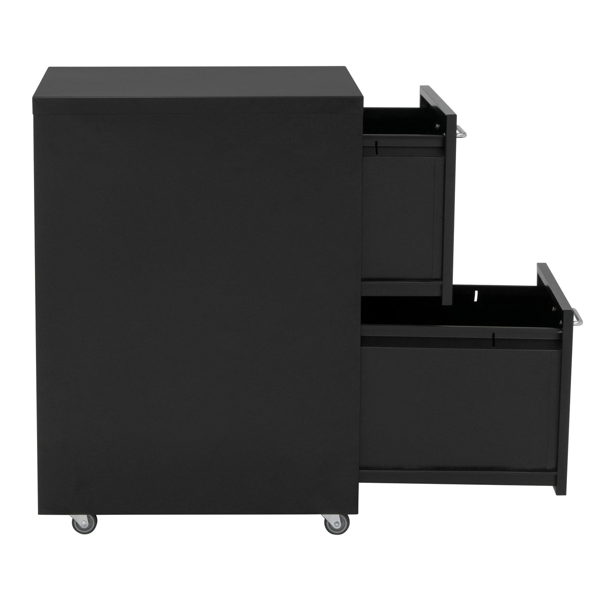Black Metal 2-Drawer Mobile File Cabinet B74341