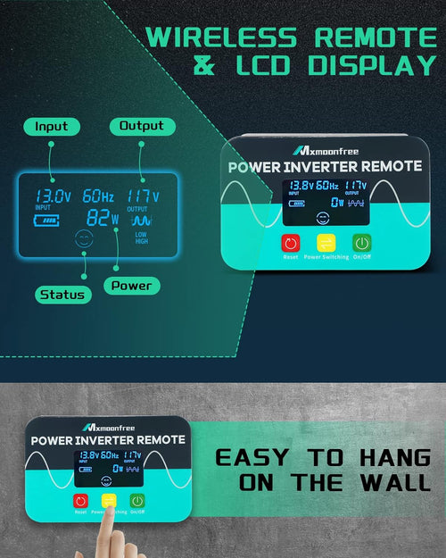 1000W Pure Sine Wave Power Inverter 12V DC to AC 110V 120V Peak 2000 Watt J134