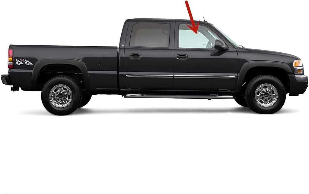 Passenger Side Front Door Window Glass Compatible with GMC Sierra 1999-2006 Pack of 2 Q119099