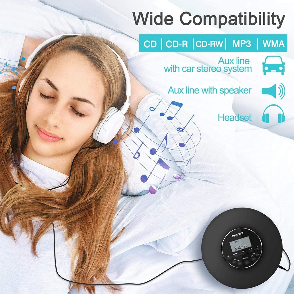 Portable CD Player with Headphones Jack, Anti-Skip, Shockproof, LCD Screen A50666