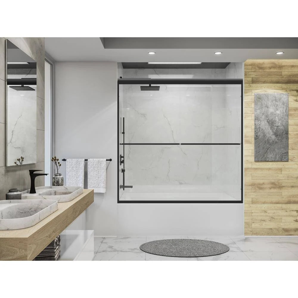 Matte Black Frameless Tub Door Q944179