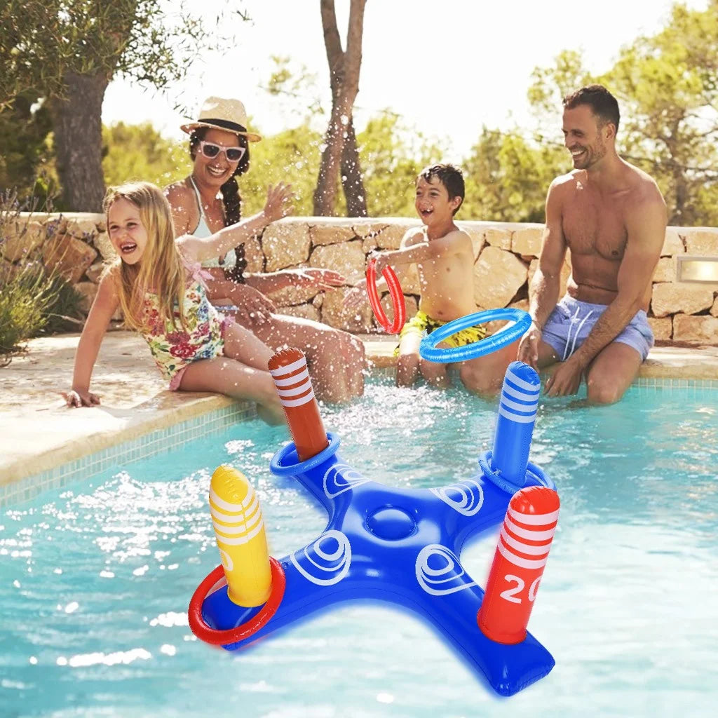 Inflatable Floating Ring Toss Pool Game with 4 Pcs Rings D5642