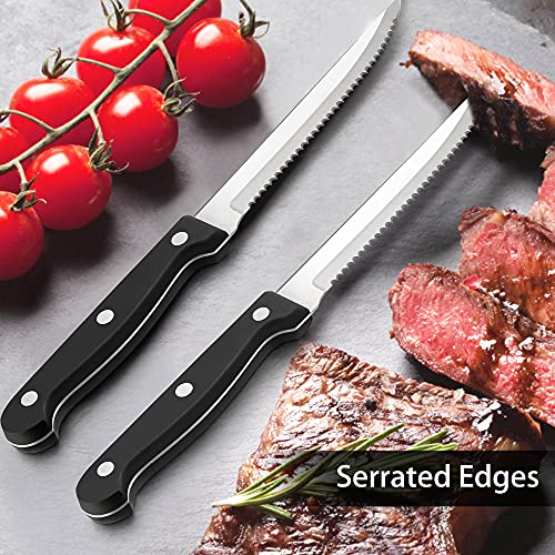 48-Piece Black Stainless Steel Silverware Set with Steak Knives X370
