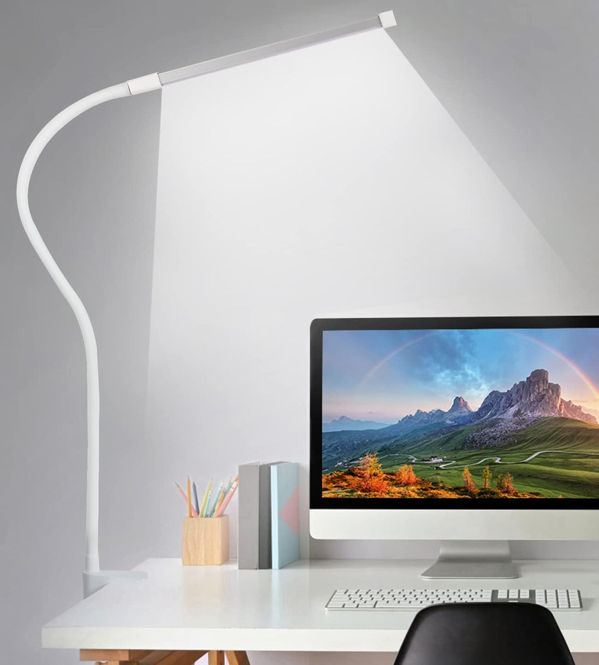 Black LED Desk Lamp with Clamp, 3 Modes 10 Brightness, Flexible Gooseneck G863