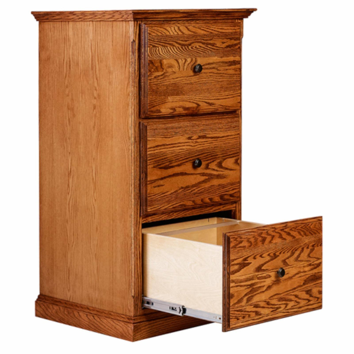 Whitewash Alder Three Drawer File Cabinet with Black Knobs R48307