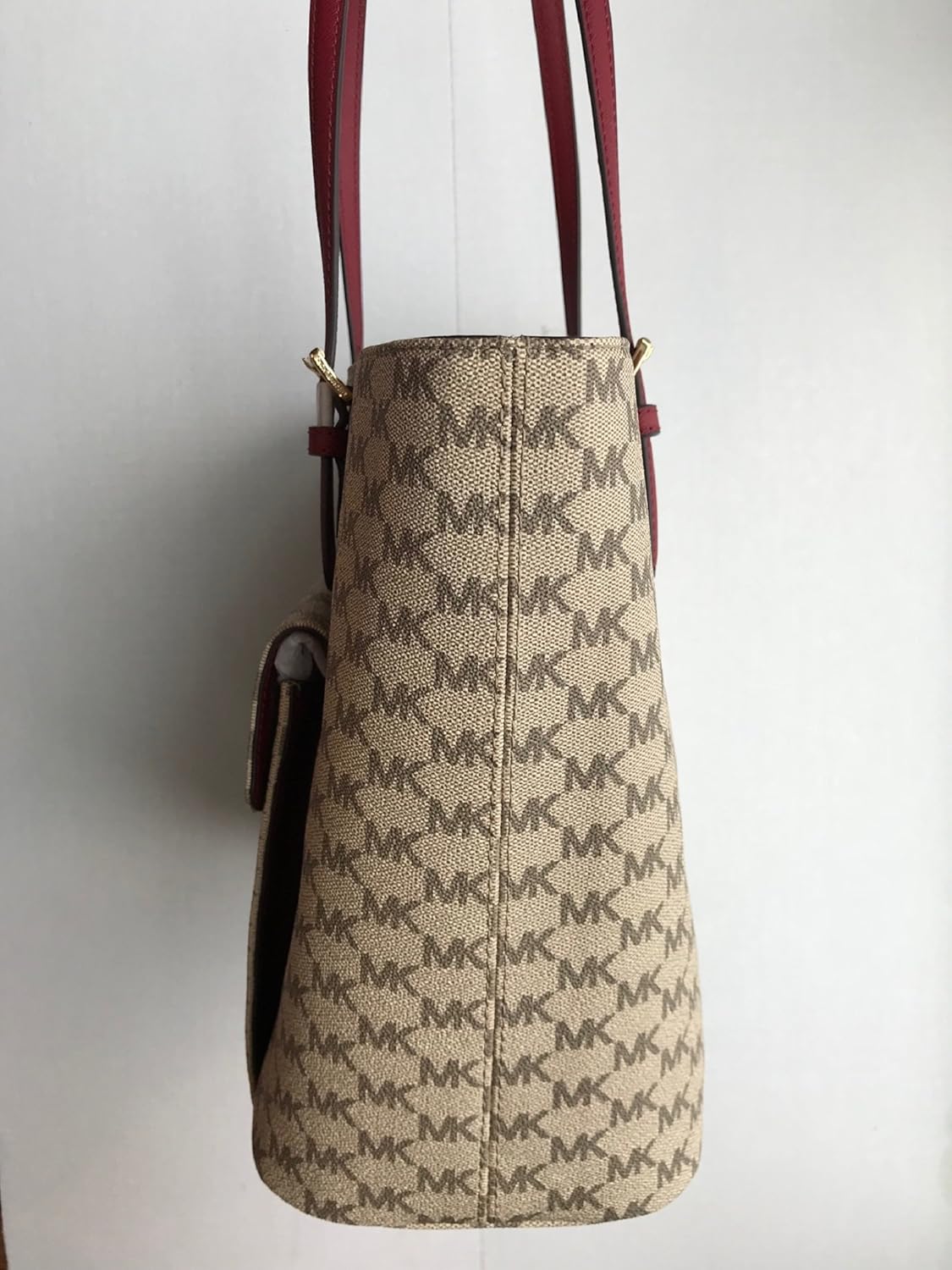 Large Leather Tote Bag Natural/Cherry A70263