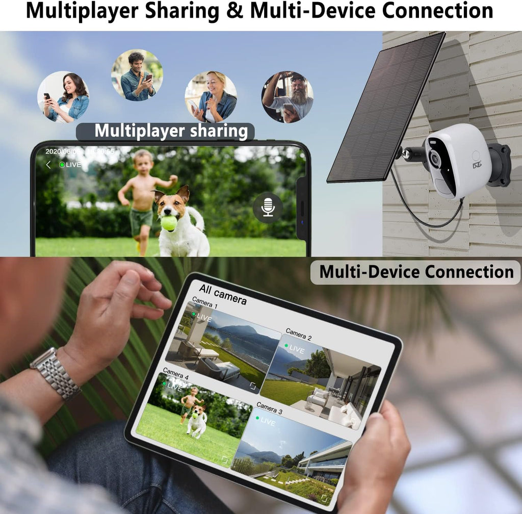Wireless Outdoor Security Camera with Solar Panel, 1080P Color Night Vision, PIR Motion Sensor, Siren Alarm, 2-Way Audio, Waterproof A57826