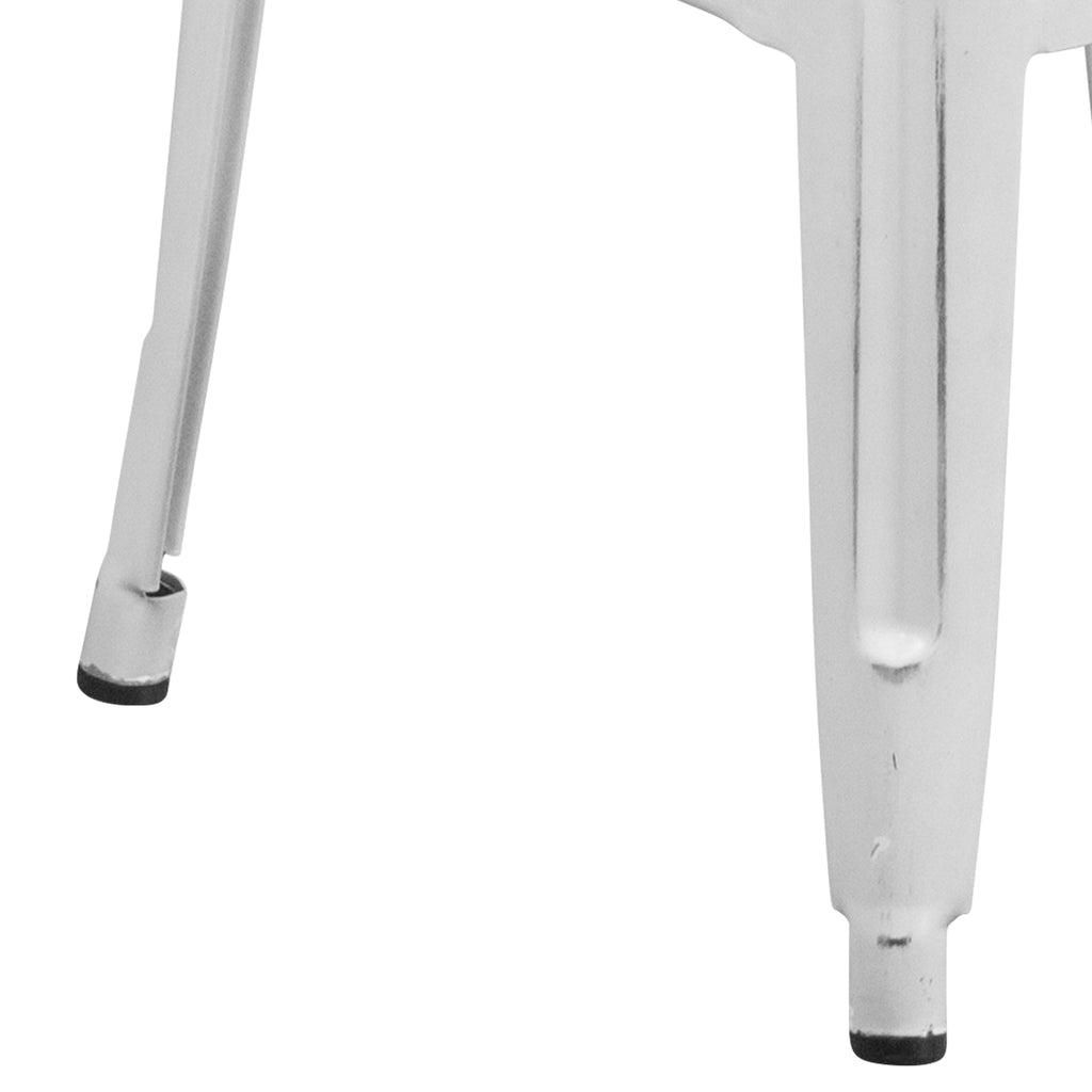 4 Pack 30" High Backless Distressed White Metal Barstool V146