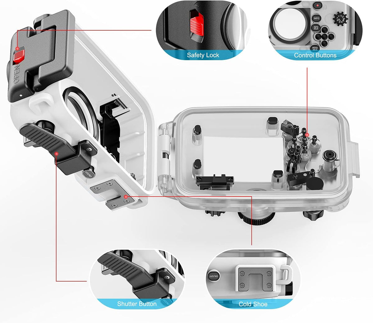 White Waterproof Diving Case for Olympus TG-6 P76557