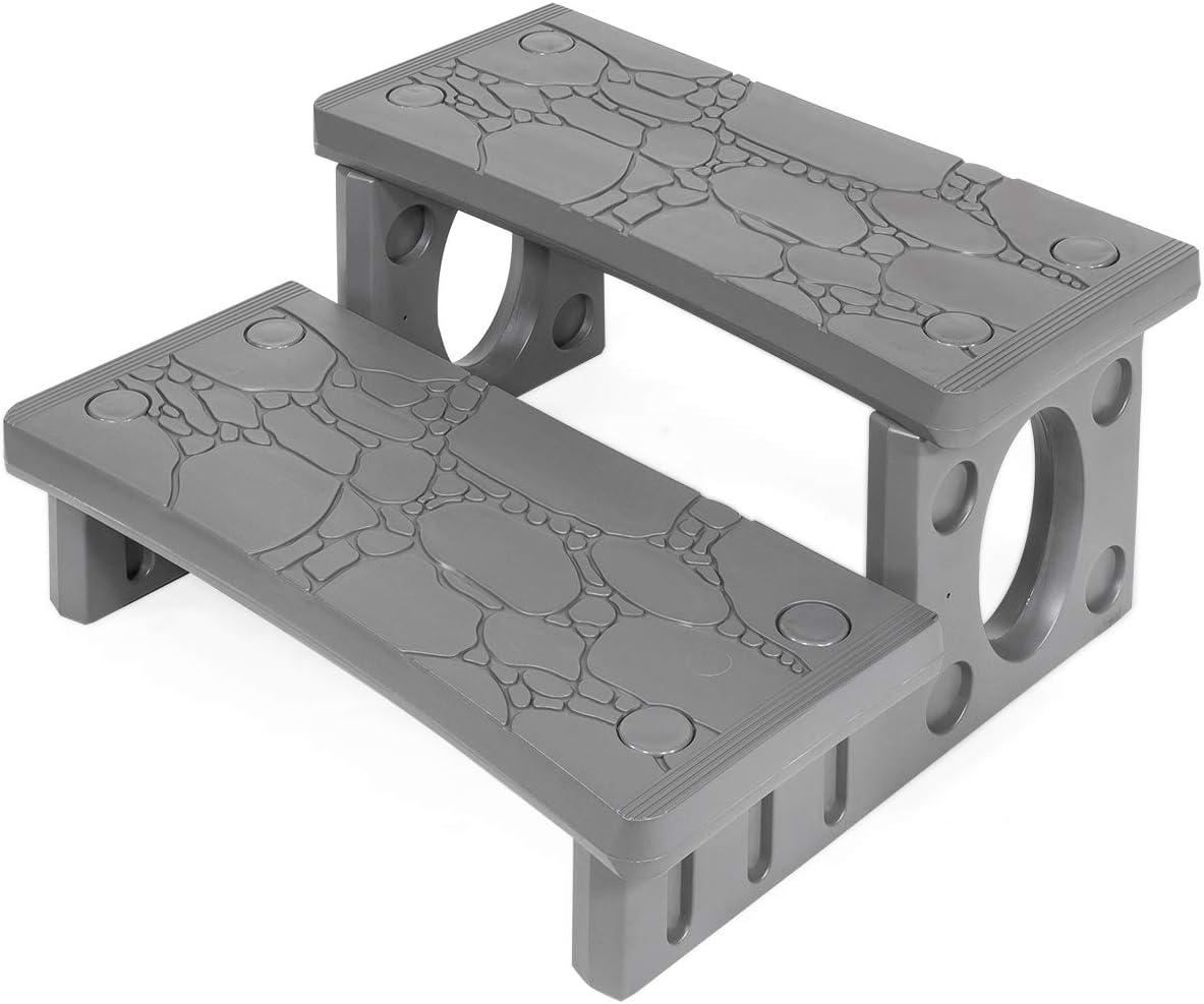 Gray 2-Step Multi Purpose Spa Hot Tub Pool RV Campers Deck Lightweight Sided A43113