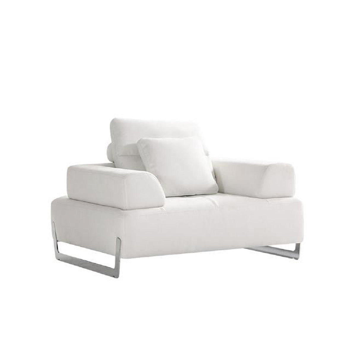 White Faux Suede Accent Chair with Sliding Backrest & Armrest N9691