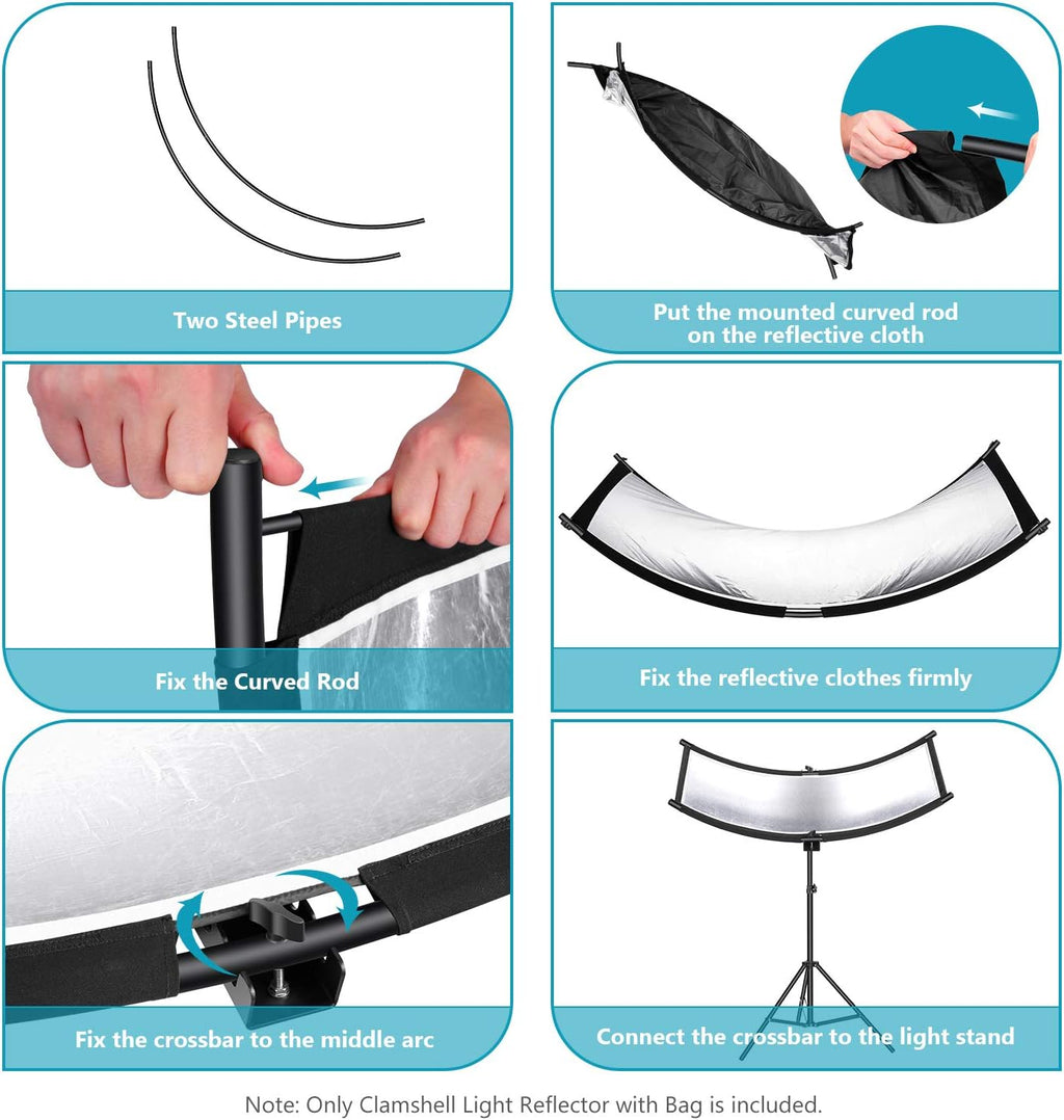 Black/White/Gold/Silver Photography Curved Lighting Reflector with Carrying Bag E213815