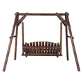 6.5ft Hardwood Patio Swing with Stand, Carbonized T4652