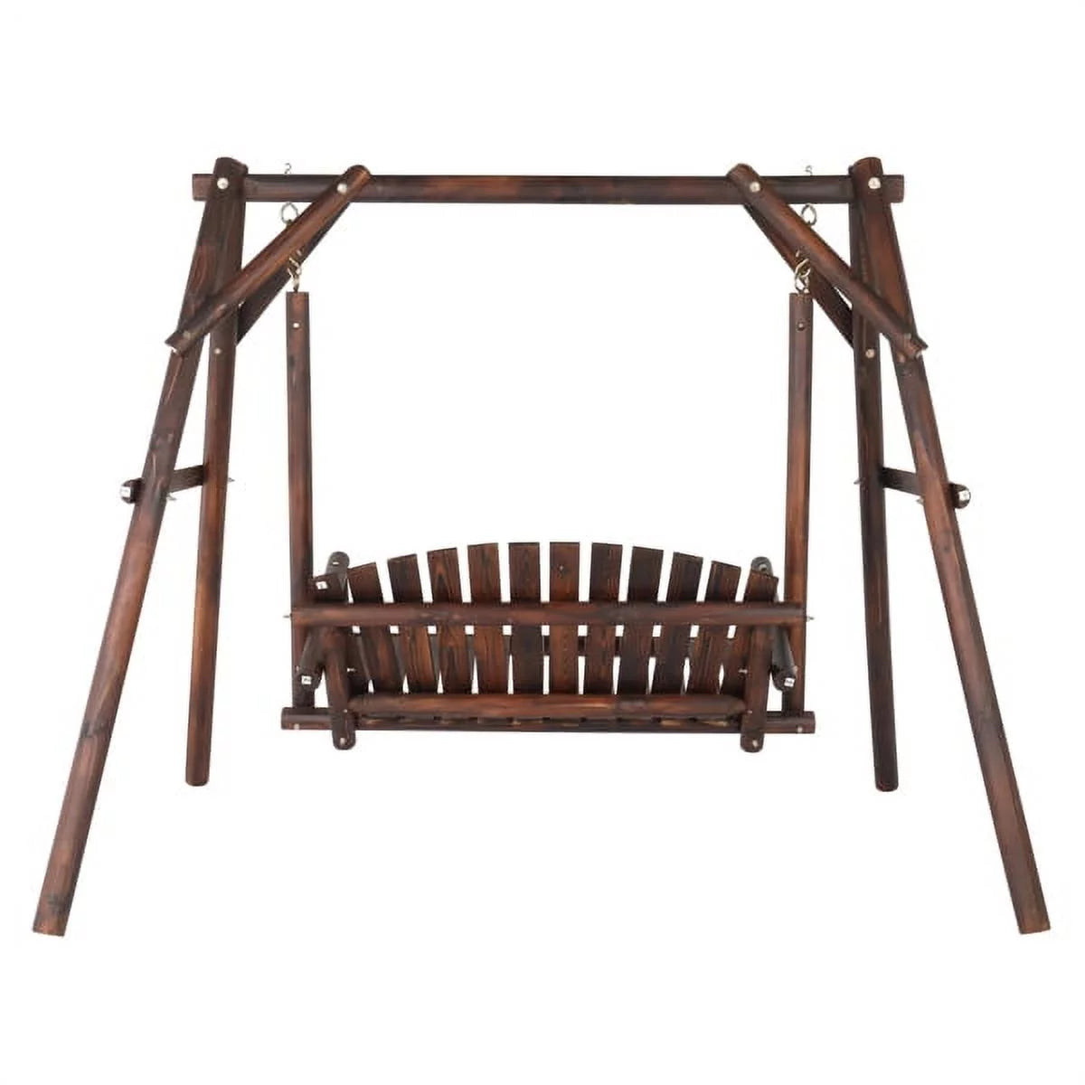 6.5ft Hardwood Patio Swing with Stand, Carbonized T4652