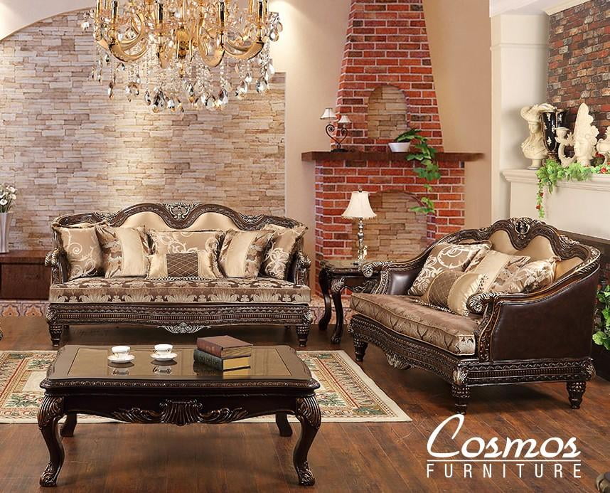 Cherry Finish Wood Sofa & Loveseat Set 2Pcs L527