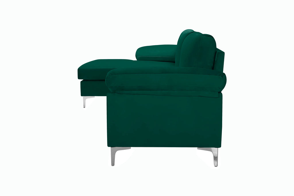 Green Velvet L-Shaped Sectional Sleeper Sofa Z97704