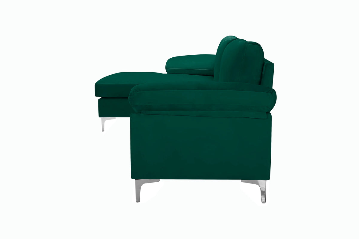 Green Velvet L-Shaped Sectional Sleeper Sofa Z97704