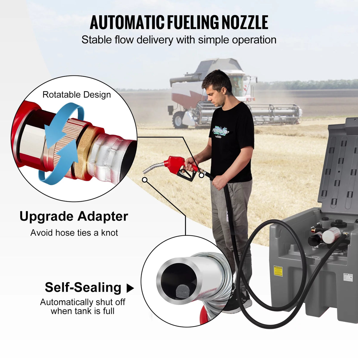 58 Gallon 10 GPM Diesel Fuel Tank with 12V Electric Transfer Pump and 13.1ft Rubber Hose R540
