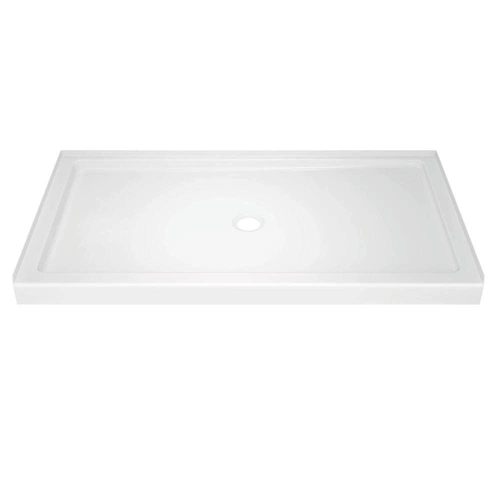 32 in. x 60 in. Single Threshold Center Drain Alcove Shower Base in High Gloss White K768386