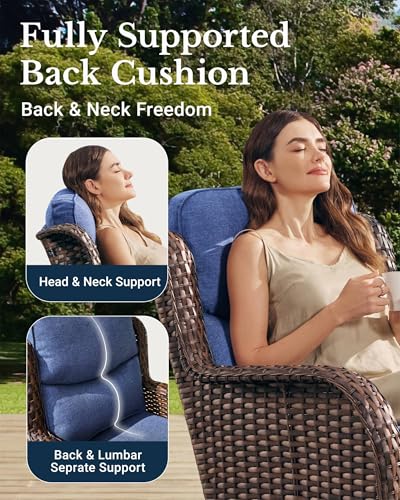 7PCS Blue Wicker Patio Furniture Set with Cushion B437